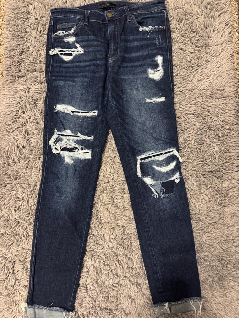 Flying Monkey Dark Blue Distressed Skinny Jeans